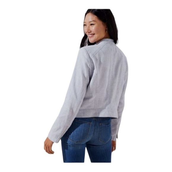LOFT Pale Blue Linen
Asymmetric Zipper Moto
Jacket Women's L - Picture 3 of 15
